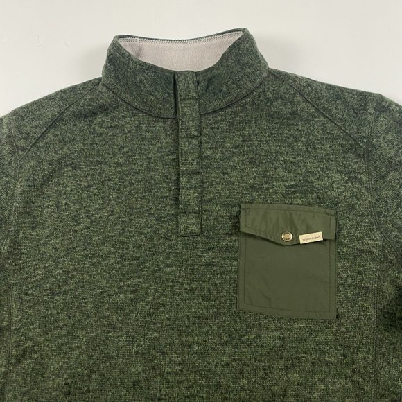 L Woolrich Snap Fleece Pullover Sweater Heather Green - Picture 3 of 12